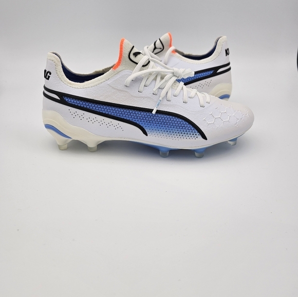 Puma Women's King Ultimate FG AG 'White Blue Glimmer' Soccer Cleats Size 6 - Picture 1 of 5